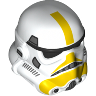 Minifigure, Headgear Helmet SW Stormtrooper with Molded Black Forehead, Eyes, Nose, Chin, and Panels on Back and Printed Dark Bluish Gray Marks and Yellow Stripe Pattern, 42861pb04 White U