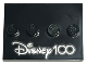 Tile, Modified 3 x 4 with 4 Studs in Center with Silver 'Disney 100' Pattern, 88646pb011  