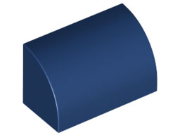 Slope, Curved 1 x 2 with Bottom Stud Holder, 37352 Dark Blue N