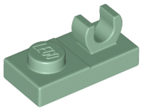 Plate, Modified 1 x 2 with Open O Clip on Top, 44861 Sand Green U