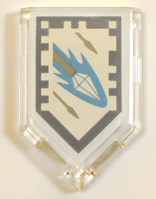Деталь LEGO Пятиугольная плитка Lego Tile, Modified 2 x 3 Pentagonal with Nexo Power Shield Pattern - Diamond Spear 22385pb103 U