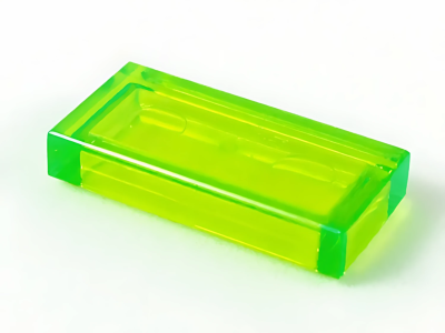 Деталь LEGO Tile 1 x 2 with Groove 3069b Trans-Bright Green U