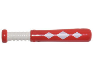 Minifigure, Utensil Baseball Bat 4L with White Grip Handle and 3 White Diamonds Pattern, 93220pb02 Red U