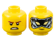 Minifigure, Head Dual Sided Reddish Brown Eyebrows, Medium Nougat Freckles, Scowl / Black and Bright Light Blue Mask with Bright Light Yellow Eyes Pattern, 3626pb3403  