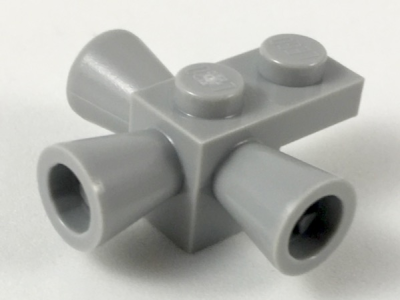 Brick, Modified 1 x 1 with 3 Loudspeakers / Space Positioning Rockets, 3963 Light Bluish Gray U