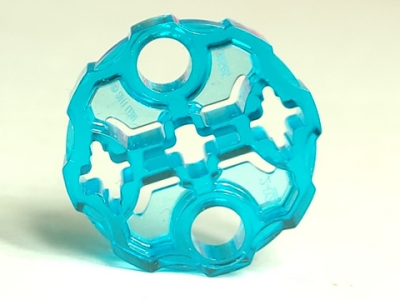 Technic, Axle Connector Block Round with 2 Pin Holes and 3 Axle Holes (Hero Factory Weapon Barrel), 98585 Trans-Light Blue U