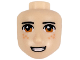 Mini Doll, Head Friends Male Large with Black Thin Eyebrows, Dark Orange Eyes, Nougat Freckles, and Open Mouth Smile with Teeth Pattern, 37806