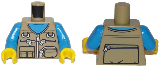 Торсик Lego Torso Vest with Zipper, Pockets and Pouches Over Dark Azure Shirt Pattern / Dark Azure Arms / Yellow Hands 973pb2912c01