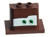 Windscreen 2 x 3 x 2 with 2 x 4 Base with Green Eyes Looking Left on White Background Pattern, 93598pb04 Reddish Brown U