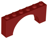 Деталь Lego Арка Arch 1 x 6 x 2 - Medium Thick Top without Reinforced Underside 15254 Dark Red U