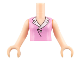 Torso Mini Doll Girl Bright Pink Blouse Top with Open Collar and Button Pattern, Light Nougat Arms with Hands, FTGpb011c01