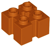 Brick, Modified 2 x 2 with Channels and Axle Hole, 90258 Dark Orange N