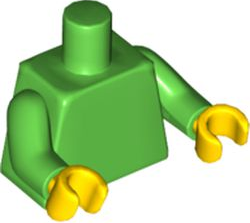 Torso Plain / Bright Green Arms / Yellow Hands, 973c090 Bright Green U