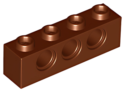 Деталь LEGO Technic, Brick 1 x 4 with Holes 3701 Reddish Brown U