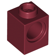 Technic, Brick 1 x 1 with Hole, 6541 Dark Red U