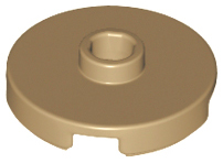 Tile, Round 2 x 2 with Open Stud, 18674 Dark Tan U
