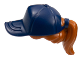 Minifigure, Hair Combo, Hair with Hat, Ponytail with Molded Dark Blue Ball Cap Pattern, 35660pb02  