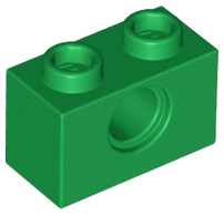 Technic, Brick 1 x 2 with Hole, 3700 Green N