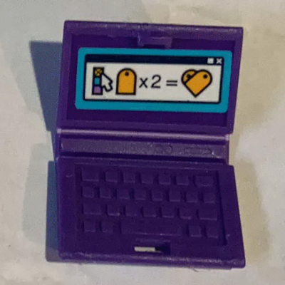 Minifigure, Utensil Computer Laptop with Mouse Cursor and 'x2=' Equation on Screen Pattern (Sticker) - Set 41340, 62698pb16 Dark Purple U