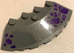Brick, Round Corner 6 x 6 with Slope 33 Edge, Facet Cutout with Dark Purple Rocks Pattern Model Left Side (Sticker) - Set 70355, 95188pb35L