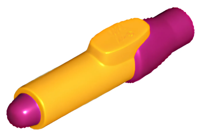 Деталь LEGO Ручка Lego 35809pb02 Utensil Pen with Molded Magenta Tip and Cap Pattern U Bright Light Orange