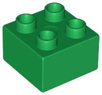 Duplo, Brick 2 x 2, 3437 Green U