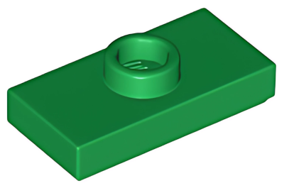 Деталь LEGO Plate, Modified 1 x 2 with 1 Stud with Groove and Bottom Stud Holder (Jumper) 15573 (78823) Green N