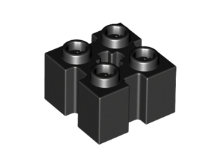 Brick, Modified 2 x 2 with Channels and Axle Hole, 90258 Black U