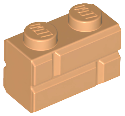 Деталь LEGO Brick, Modified 1 x 2 with Masonry Profile 98283  Medium Nougat U