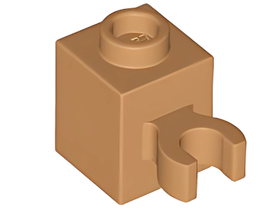 Деталь LEGO Brick, Modified 1 x 1 with Open O Clip (Vertical Grip) - Hollow Stud 30241b (60475b, 65460) Medium Nougat U