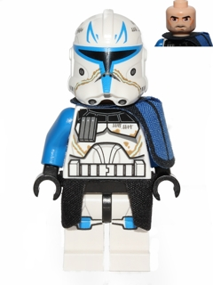 Минифигурка Lego Star Wars Clone Trooper Captain Rex, 501st Legion (Phase 2) - Blue Cloth Pauldron, Black Cloth Kama, Large Eyes sw0450