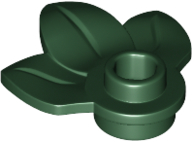 Plant Plate, Round 1 x 1 with 3 Leaves, 32607 Dark Green N