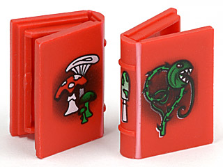 Minifigure, Utensil Book 2 x 3 with Mushrooms and Vine Pattern, 33009px2 Red N