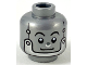 Minifigure, Head Alien Robot with Silver Nose, Rivets, and Chin Strap Pattern, 3626pb2322  