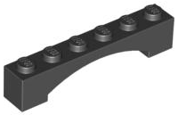 Деталь Lego Арка Arch 1 x 6 Raised Arch 92950 Black N