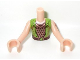 Torso Mini Doll Boy Lime Vest over Bronze Diamond Shirt Pattern, Light Nougat Arms with Hands with Reddish Brown Elves Tattoo, FTBpb014c01