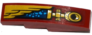 Деталь LEGO Slope, Curved 4 x 1 with Gold Wing and Pipe Pattern Model Left Side 61678pb091L