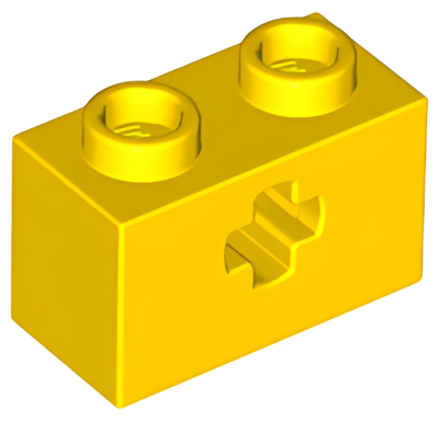 Деталь LEGO Technic, Brick 1 x 2 with Axle Hole 32064 (31493) Yellow U