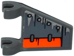 Flag 2 x 2 Trapezoid with Armor Plates with Rivets, Orange Flap Pattern Model Right Side (Sticker) - Set 70601, 44676pb032R Dark Bluish Gray U