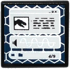 Road Sign 2 x 2 Square with Open O Clip with Black Tyrannosaurus rex Head Silhouette, Sound File on Computer Screen Pattern (Sticker) - Set 75918, 15210pb052 Black U
