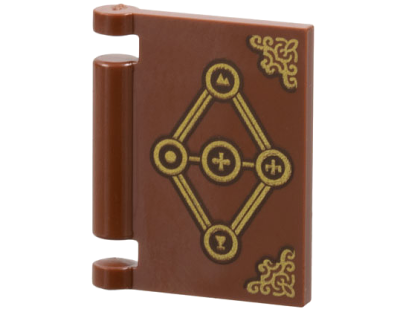 Minifigure, Utensil Book Cover with Gold Diamond, Runes, and Corner Covers Pattern (Dungeons & Dragons Tasha's Spellbook), 24093pb089 Reddish Brown N