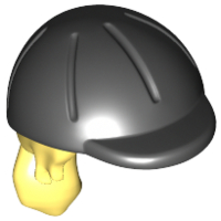 Mini Doll, Hair Combo, Hair with Hat, Long Ponytail, Side Bangs, Hole in Back with Molded Black Horse Riding Helmet Pattern, 92254pb01 Bright Light Yellow U