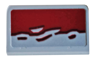 Slope 30 1 x 2 x 2/3 with Dark Red Broken Edge Pattern (Sticker) - Set 76078, 85984pb239 Light Bluish Gray N