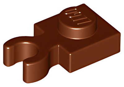Деталь LEGO Plate, Modified 1 x 1 with Open O Clip Thick (Vertical Grip) 4085d Reddish Brown U
