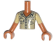 Torso Mini Doll Boy Tan Shirt with Breast Pockets Pattern, Medium Nougat Arms with Hands with Tan Short Sleeves, FTBpb006c01
