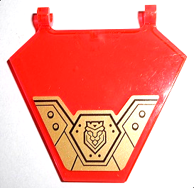 Flag 5 x 6 Hexagonal with Gold Metal Plates with Black Lines and Rivets Pattern (Sticker) - Set 72006, x1435pb036 Trans-Neon Orange U