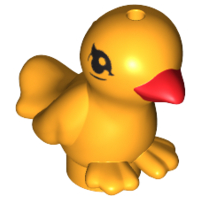 Bird, Friends / Elves with Red Beak and Black Eyes Pattern (Goldie), 98388pb01 Bright Light Orange U