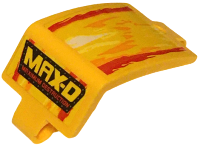 Technic, Panel Curved 3 x 5 x 3 with 'MAX-D', 'MAXIMUM DESTRUCTION' and Flames Pattern (Sticker) - Set 42119, 24116pb041 Yellow U