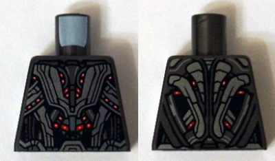Torso Armor Robot with Light Bluish Gray Panels and Red Lights Pattern, 973pb1944 Pearl Dark Gray U