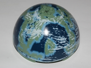 Cylinder Hemisphere 11 x 11, Studs on Top with Dark Blue, Medium Blue, and White Planet Pattern (SW Naboo), 98107pb01